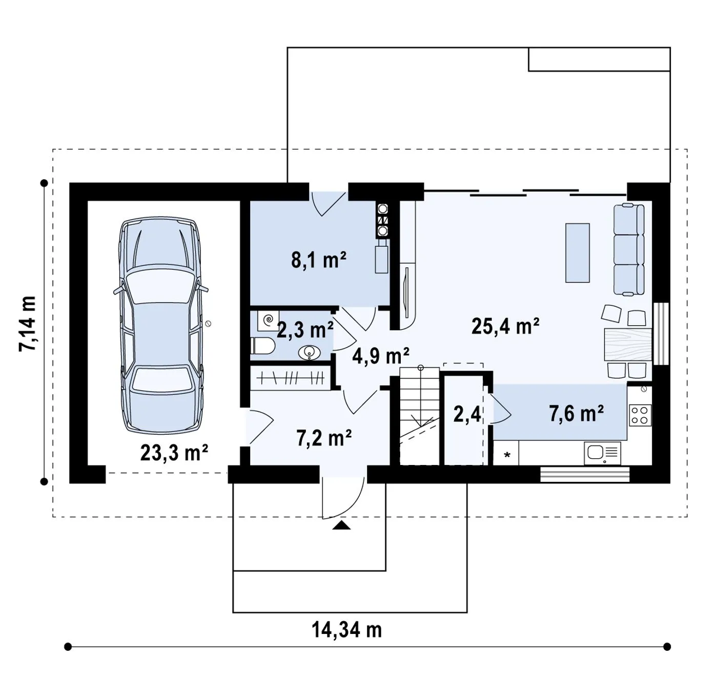 Z232 modern PL - план первого этажа